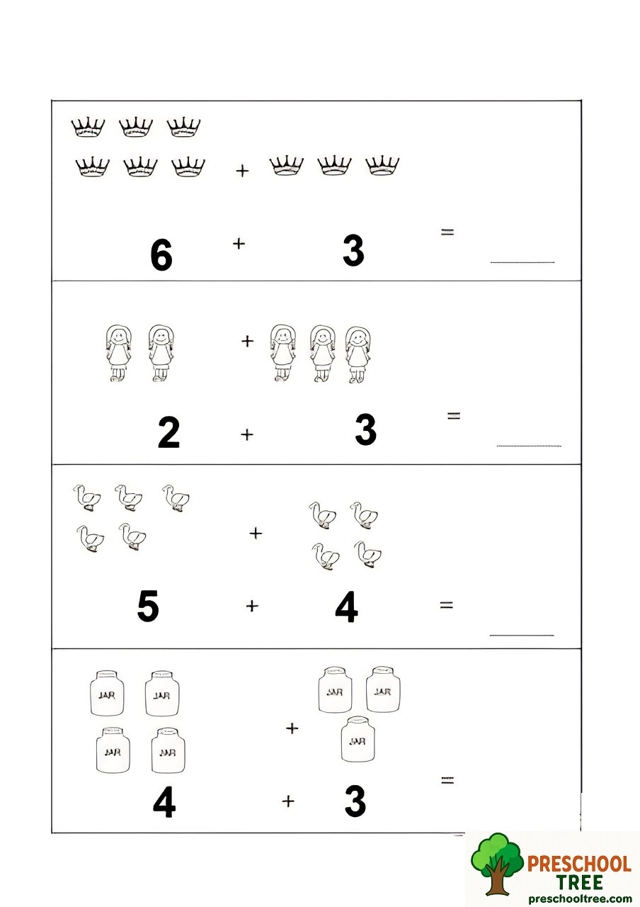 Free addition worksheets for preschool free