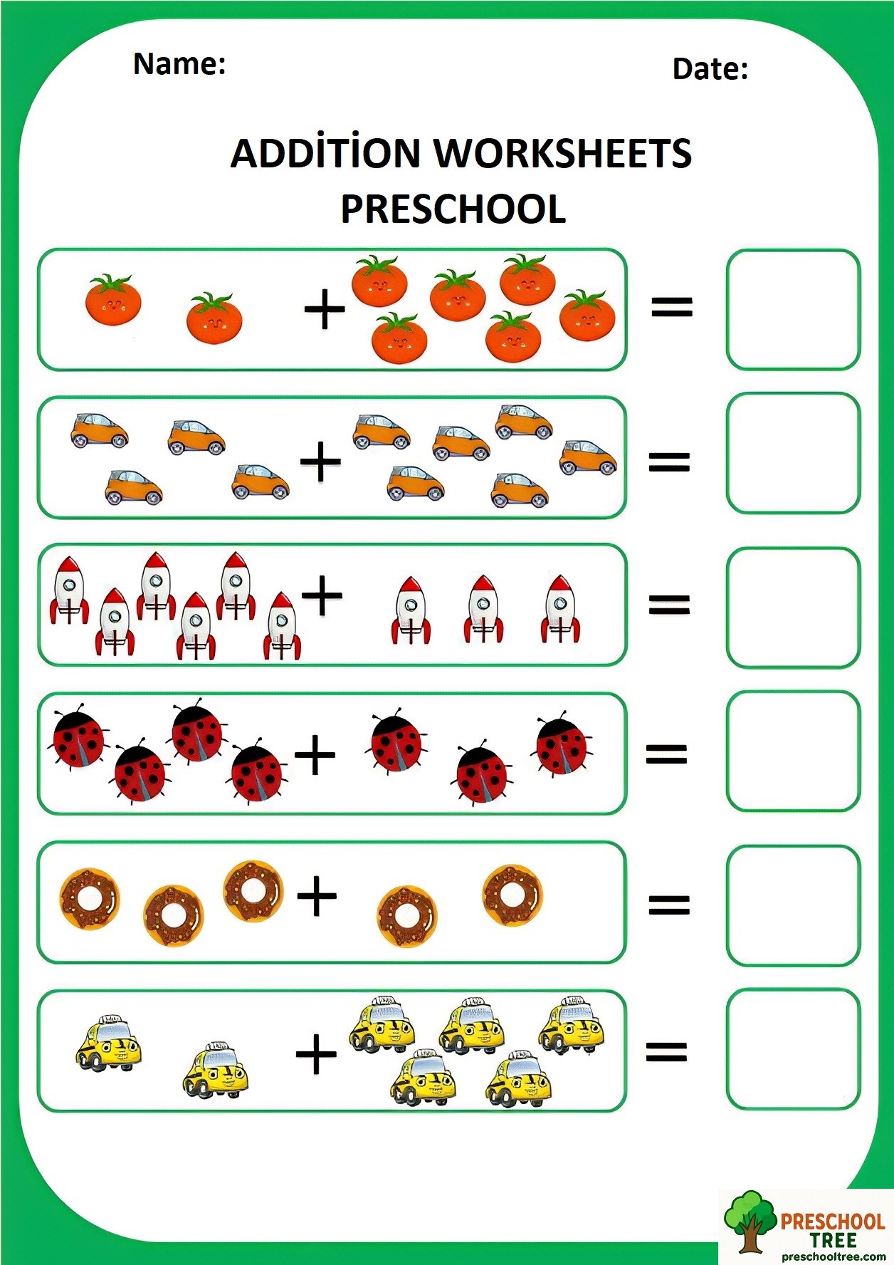 Free addition worksheets for preschool free