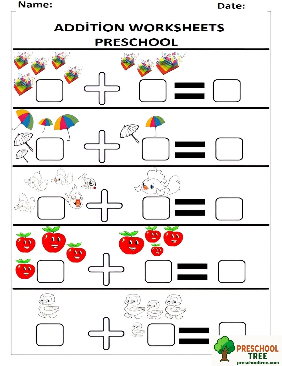Free addition worksheets for preschool free
