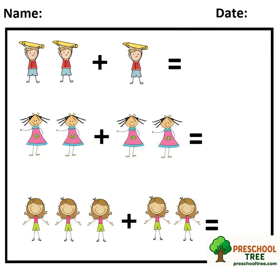 Free addition worksheets for preschool free