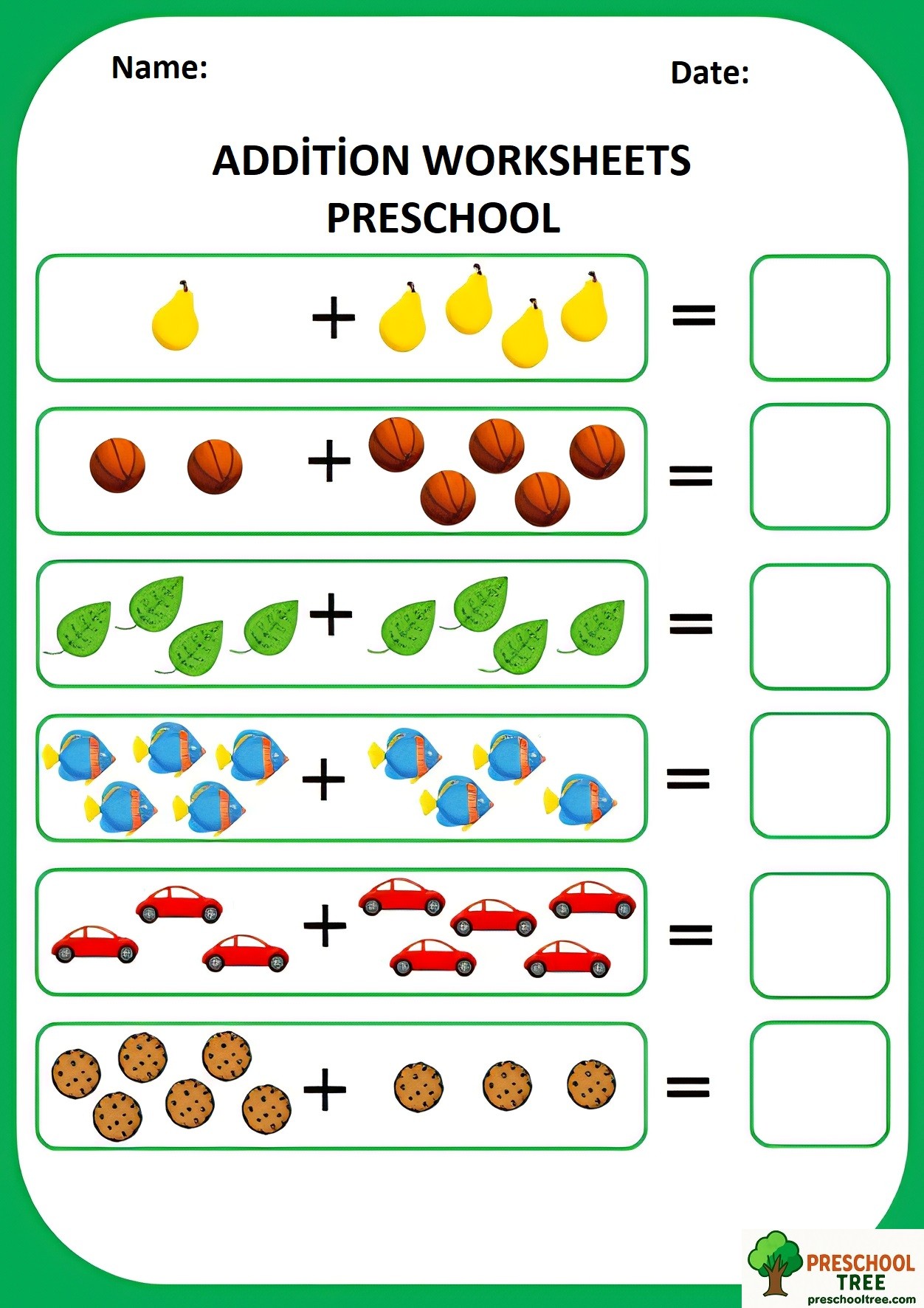 Free addition worksheets for preschool free