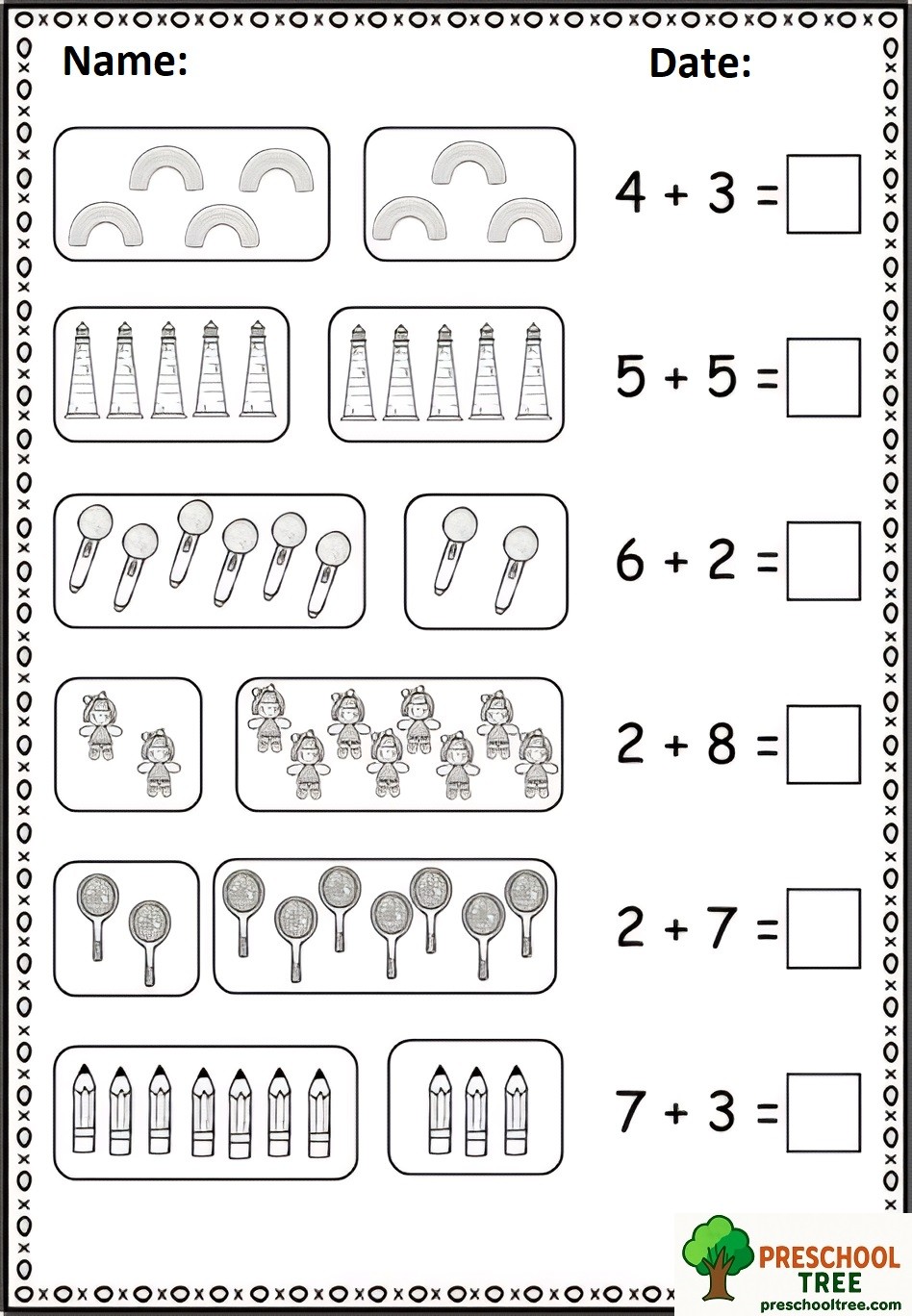 Free addition worksheets for preschool free