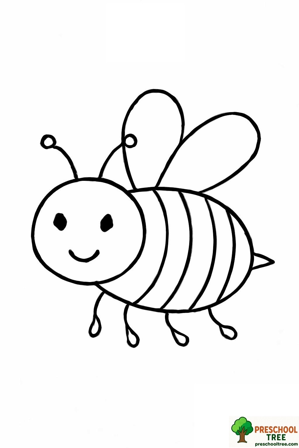Bee coloring page preschool free