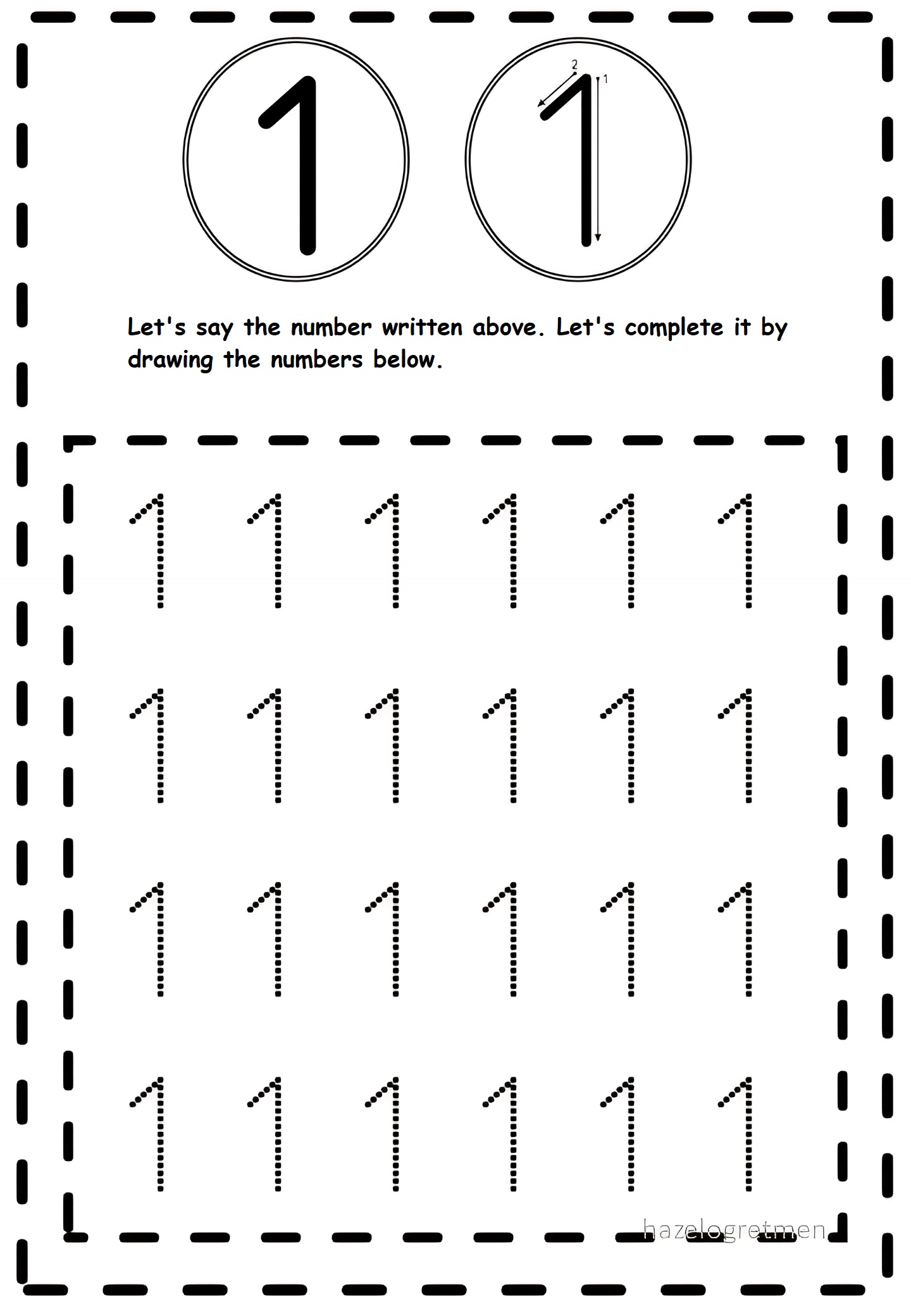 Number 1 worksheet preschool preschooltree.com