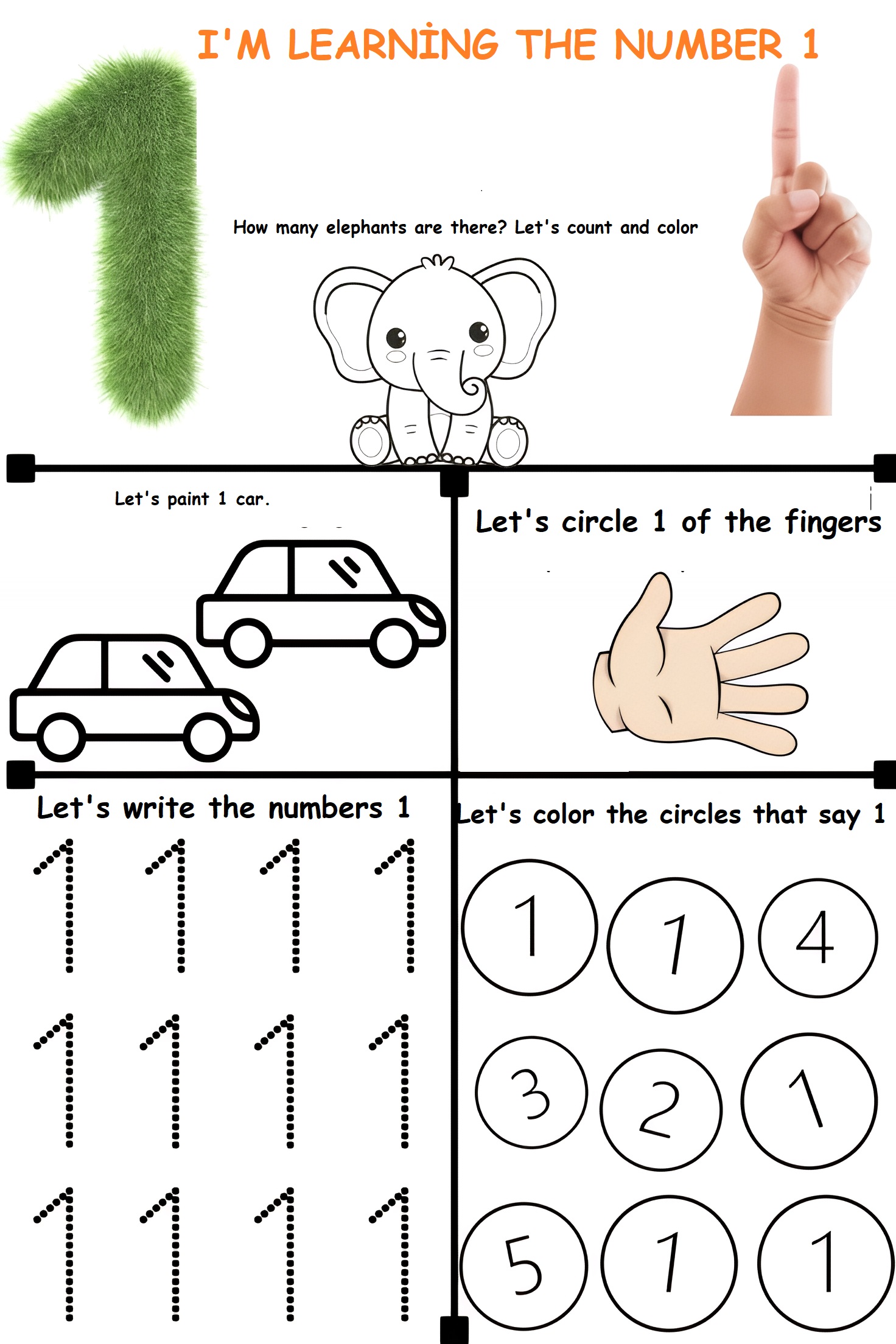 Number 1 worksheet preschool preschooltree.com