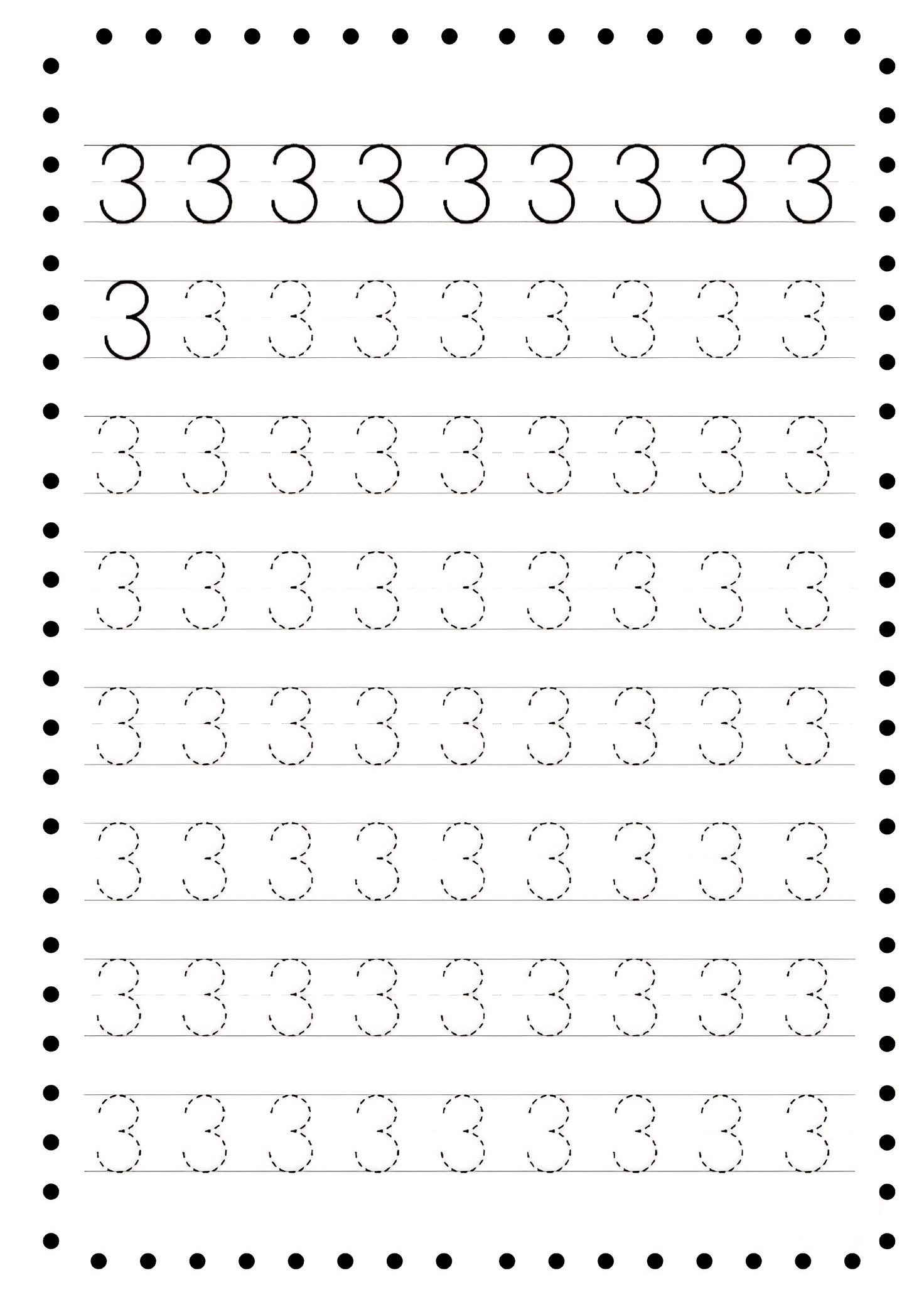 Number 3 worksheets for preschool