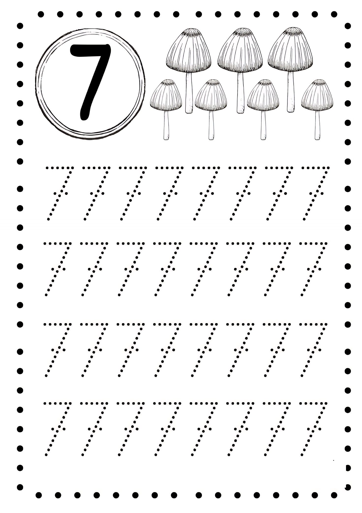 Number 7 worksheets for preschool free