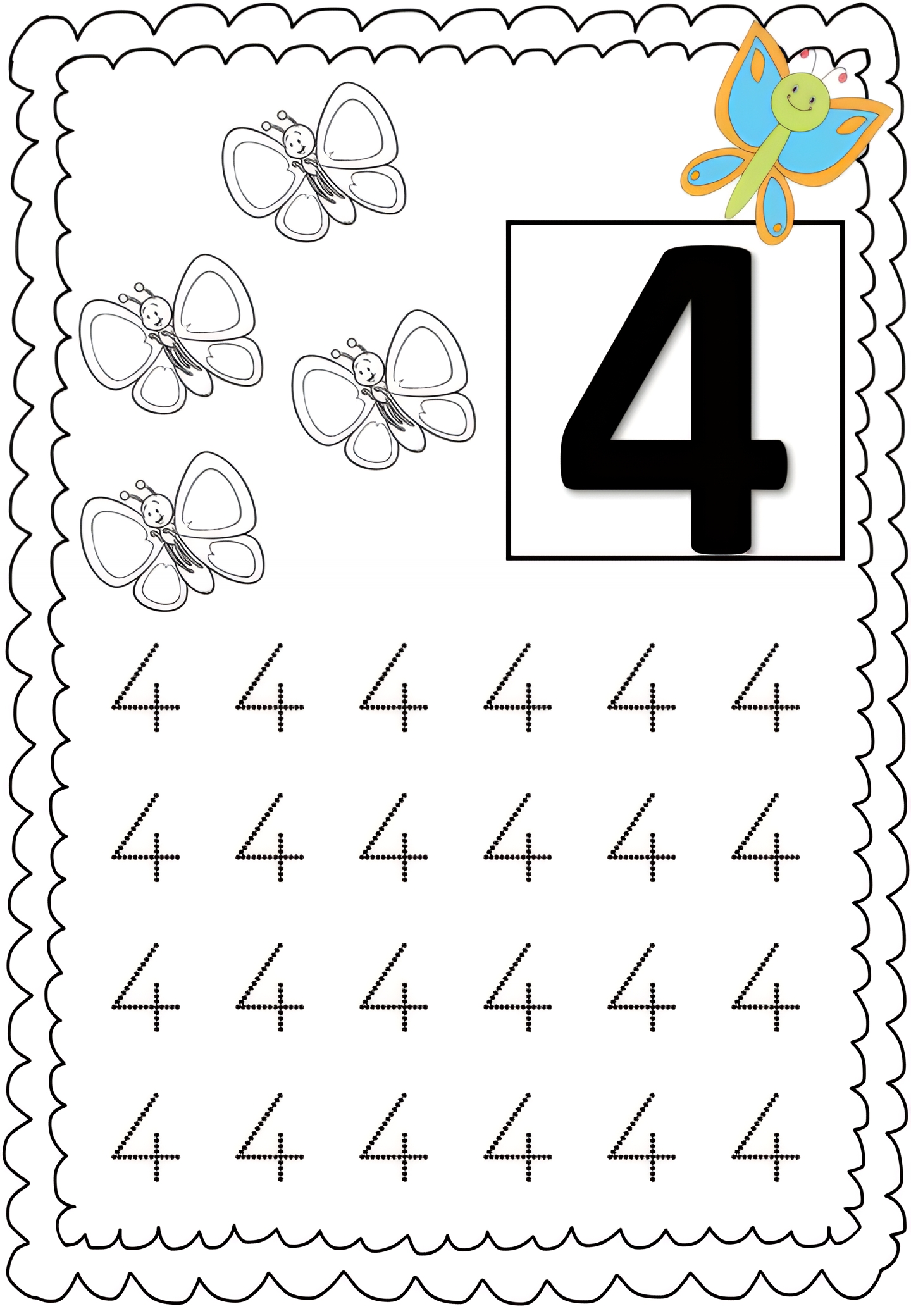 Number 4 Worksheets
