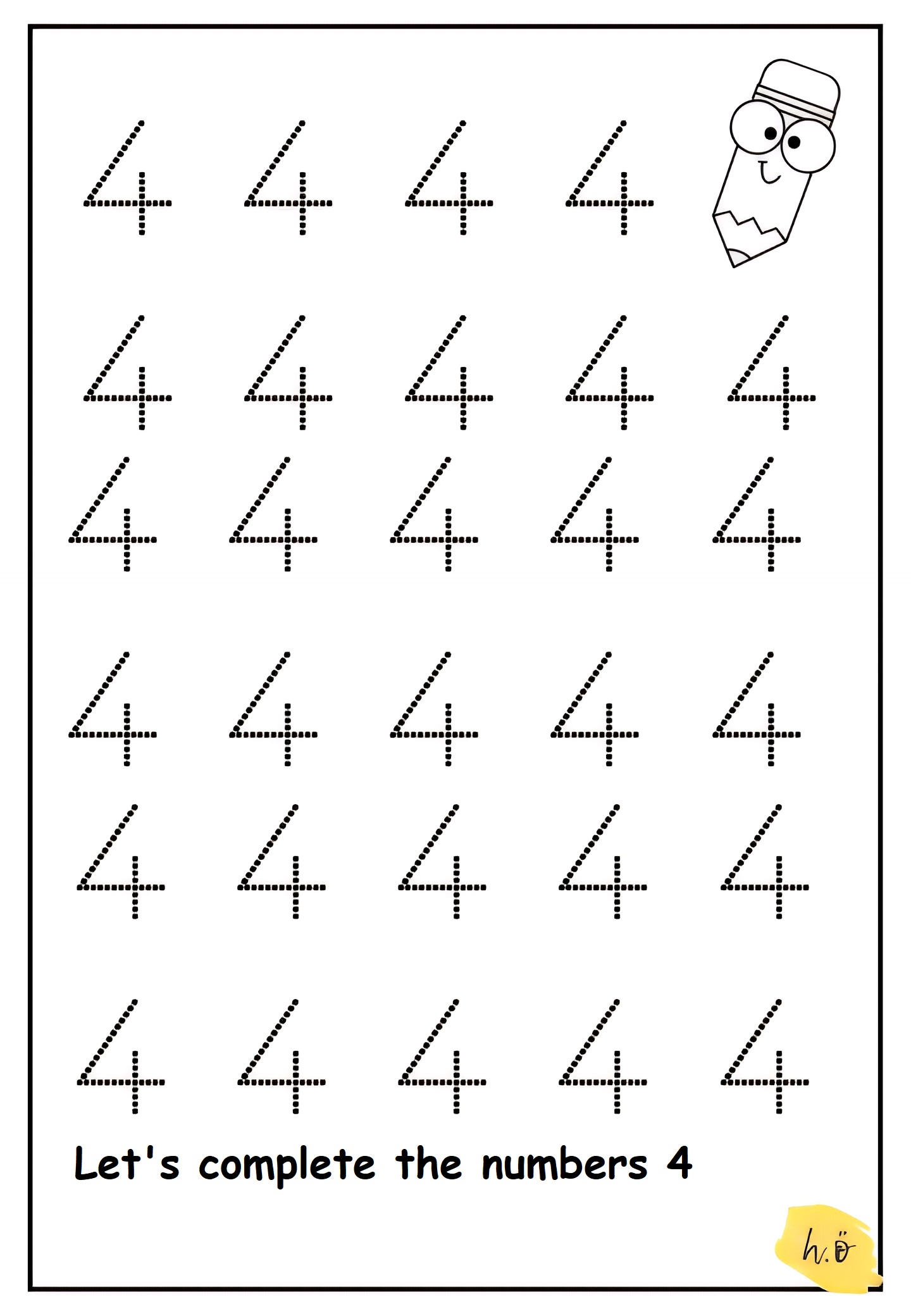 Number 4 Worksheets