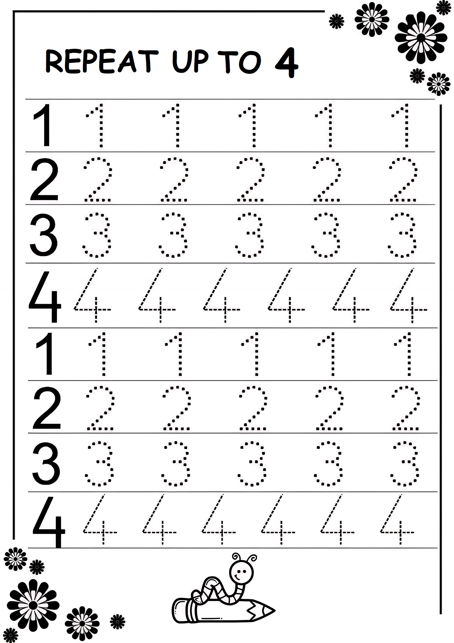 Number 4 Worksheets
