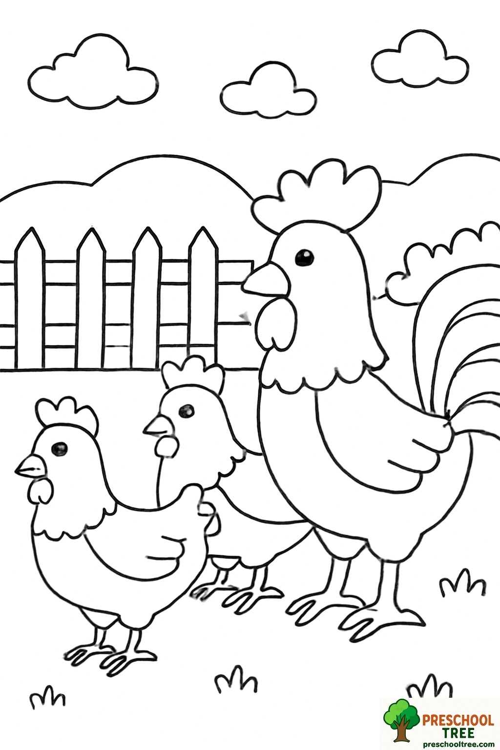 Rooster coloring page free printable