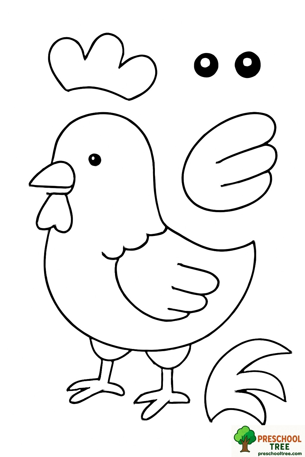 Rooster coloring page preschoolers