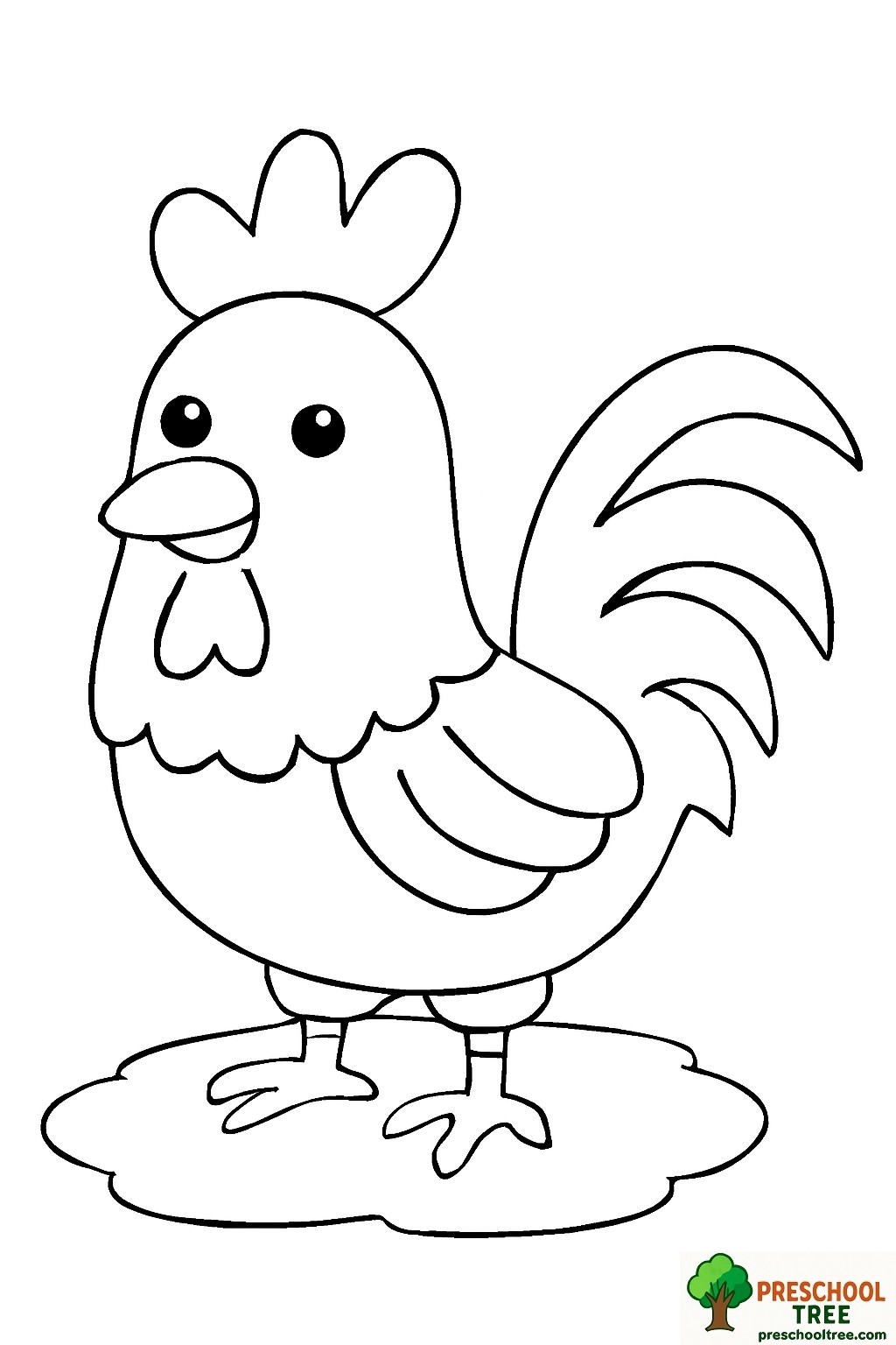 Rooster coloring page preschooltree