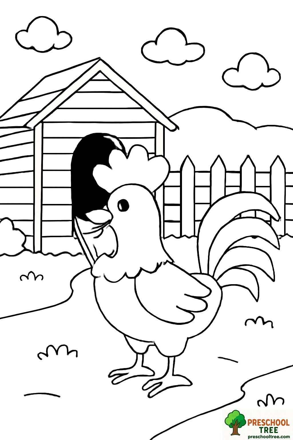Rooster coloring page free printable
