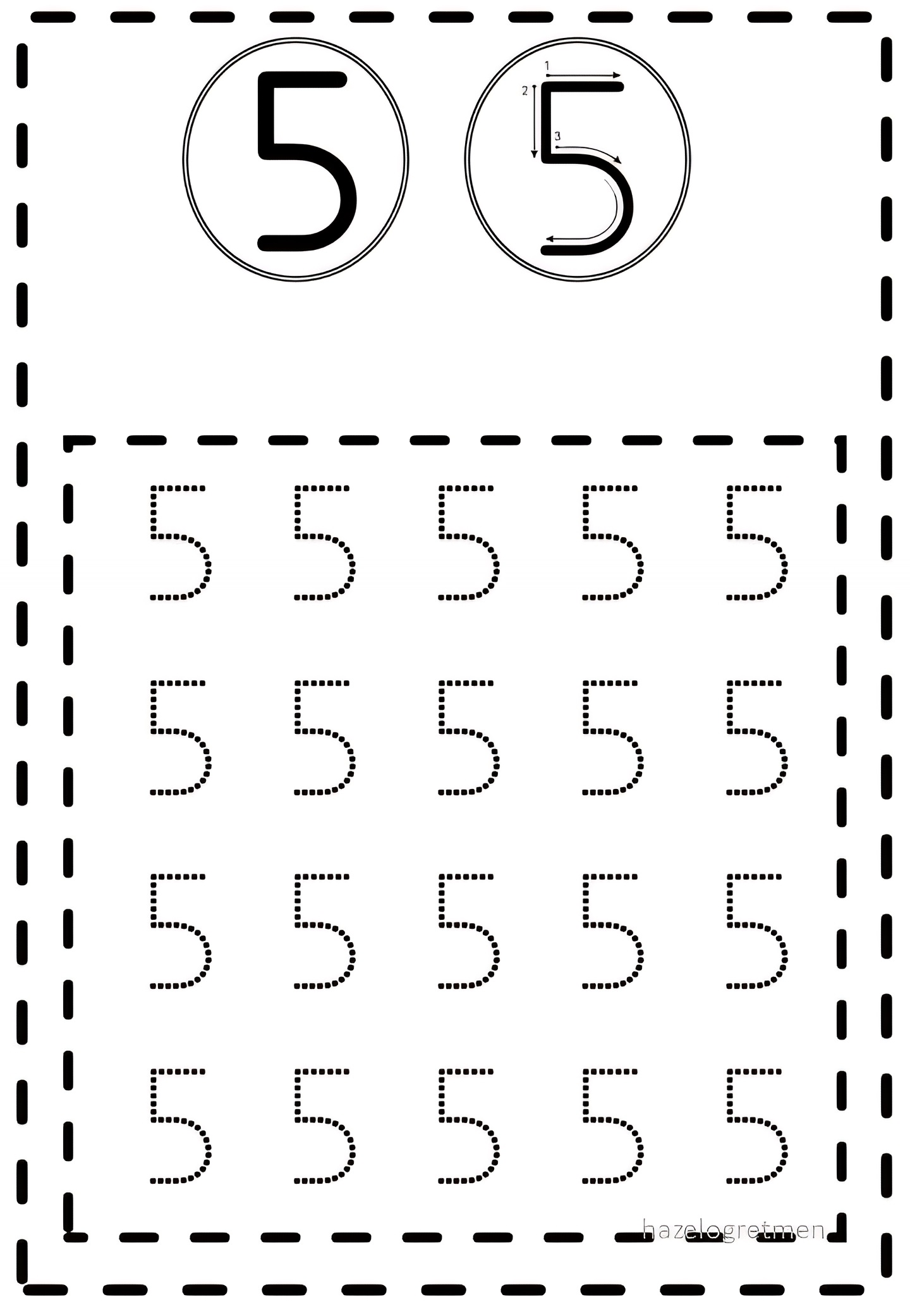 The number 5 worksheets for preschool