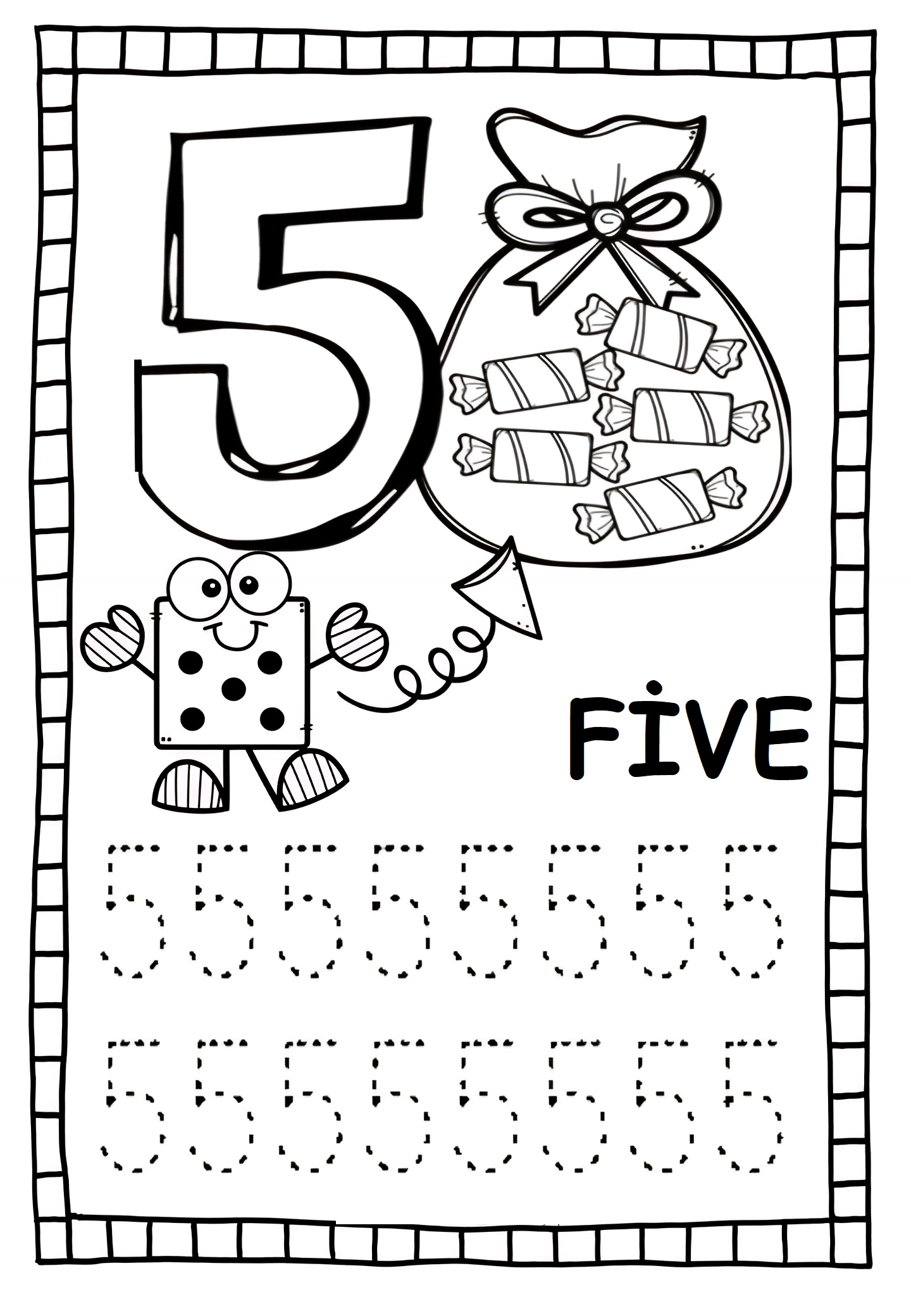 The number 5 worksheets for preschool