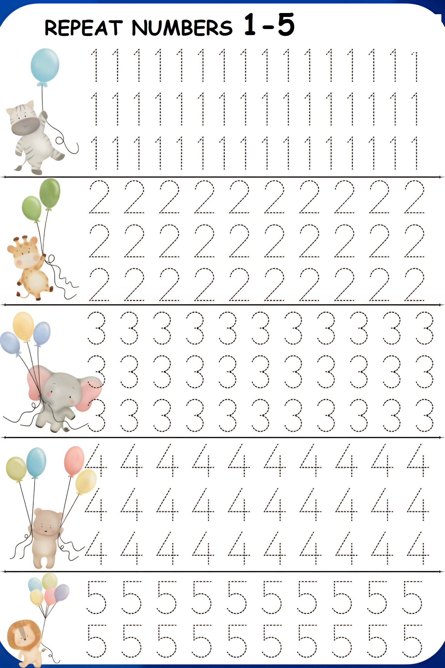 The number 5 worksheets for preschool