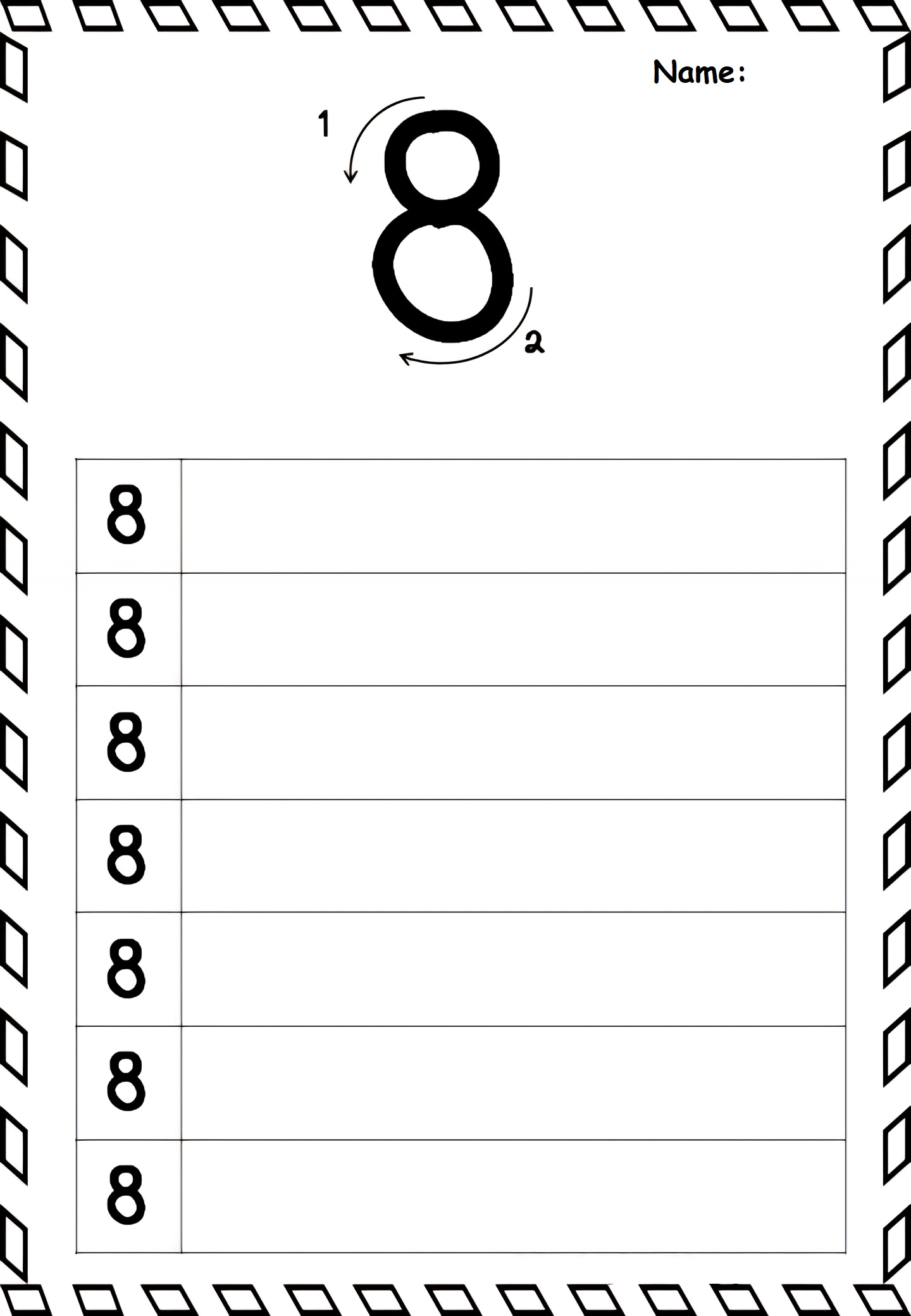 Number 8 worksheets preschool