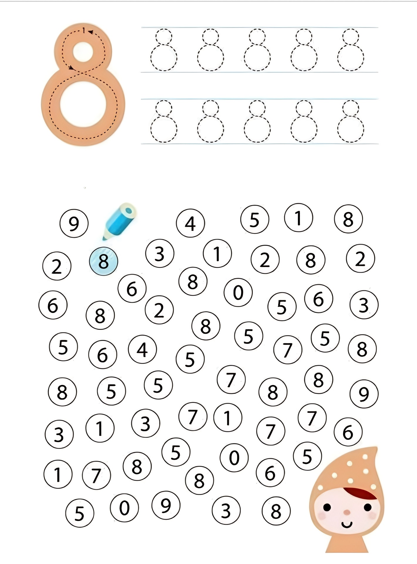 Number 8 worksheets preschool