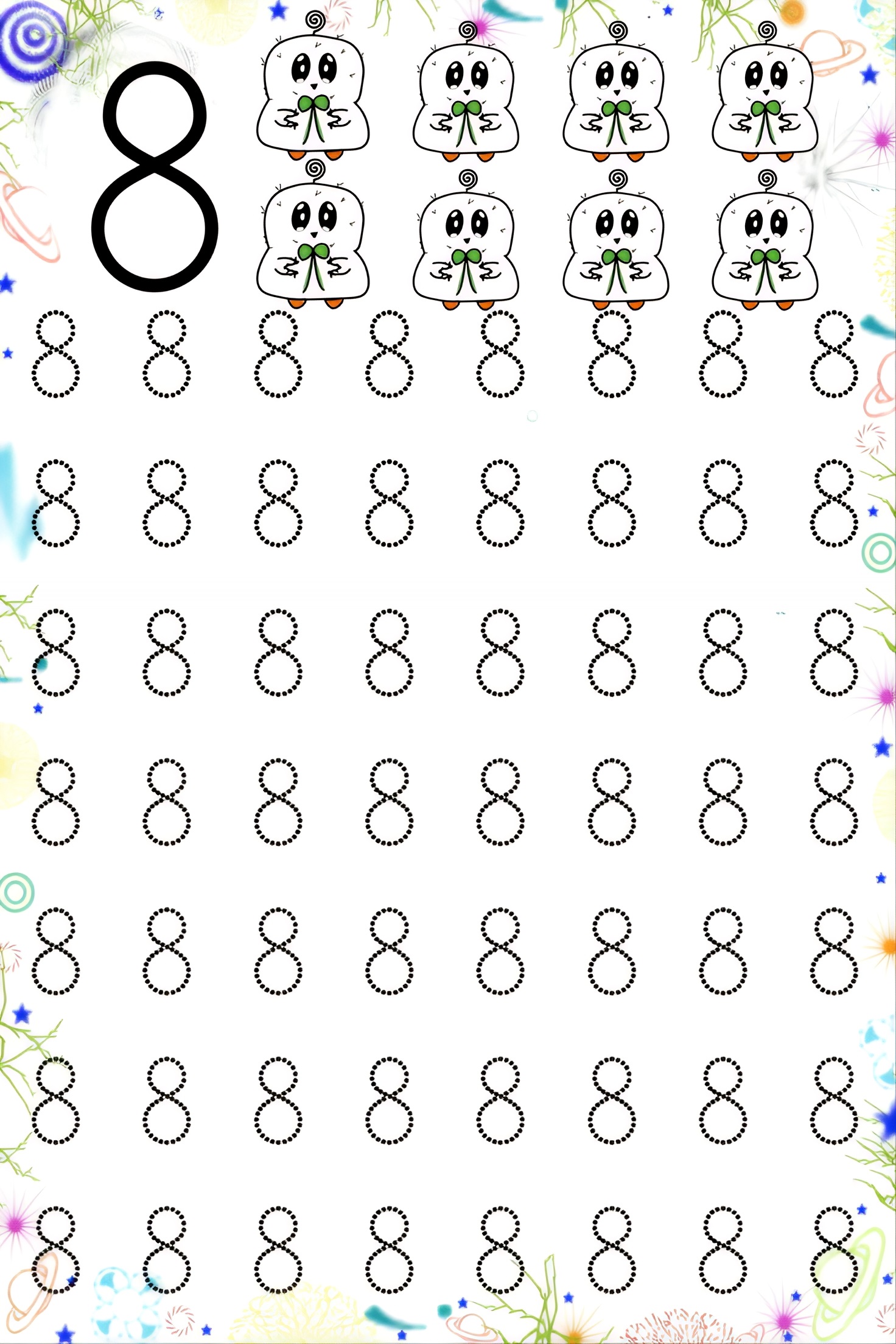Number 8 worksheets preschool