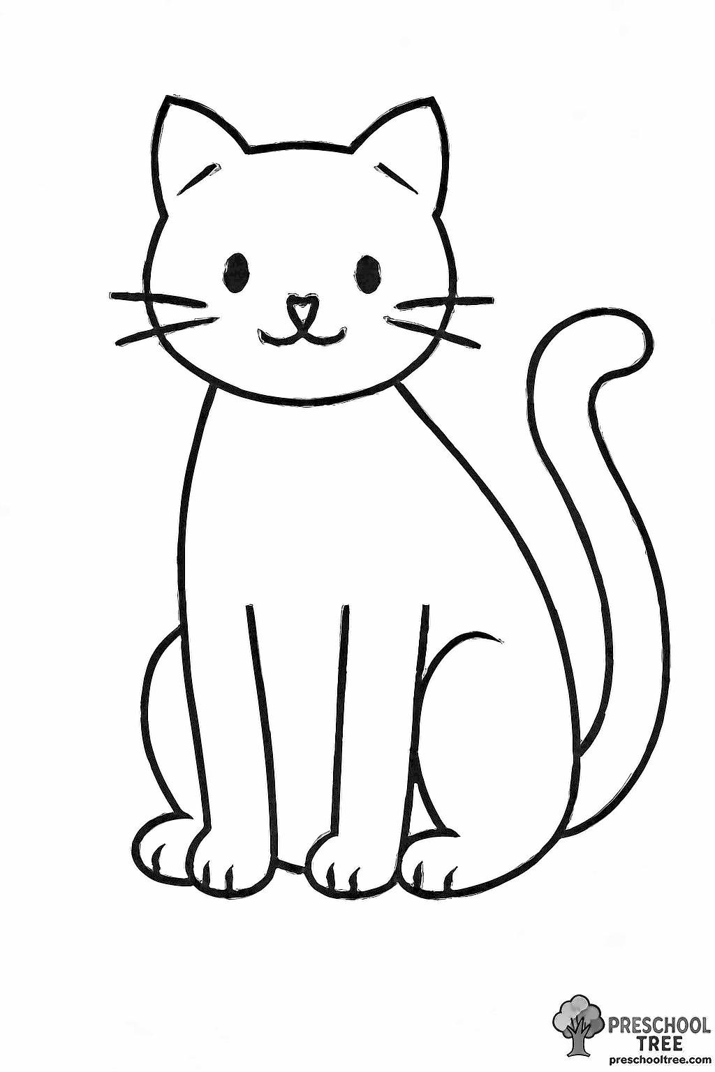 cat coloring page for preschool free