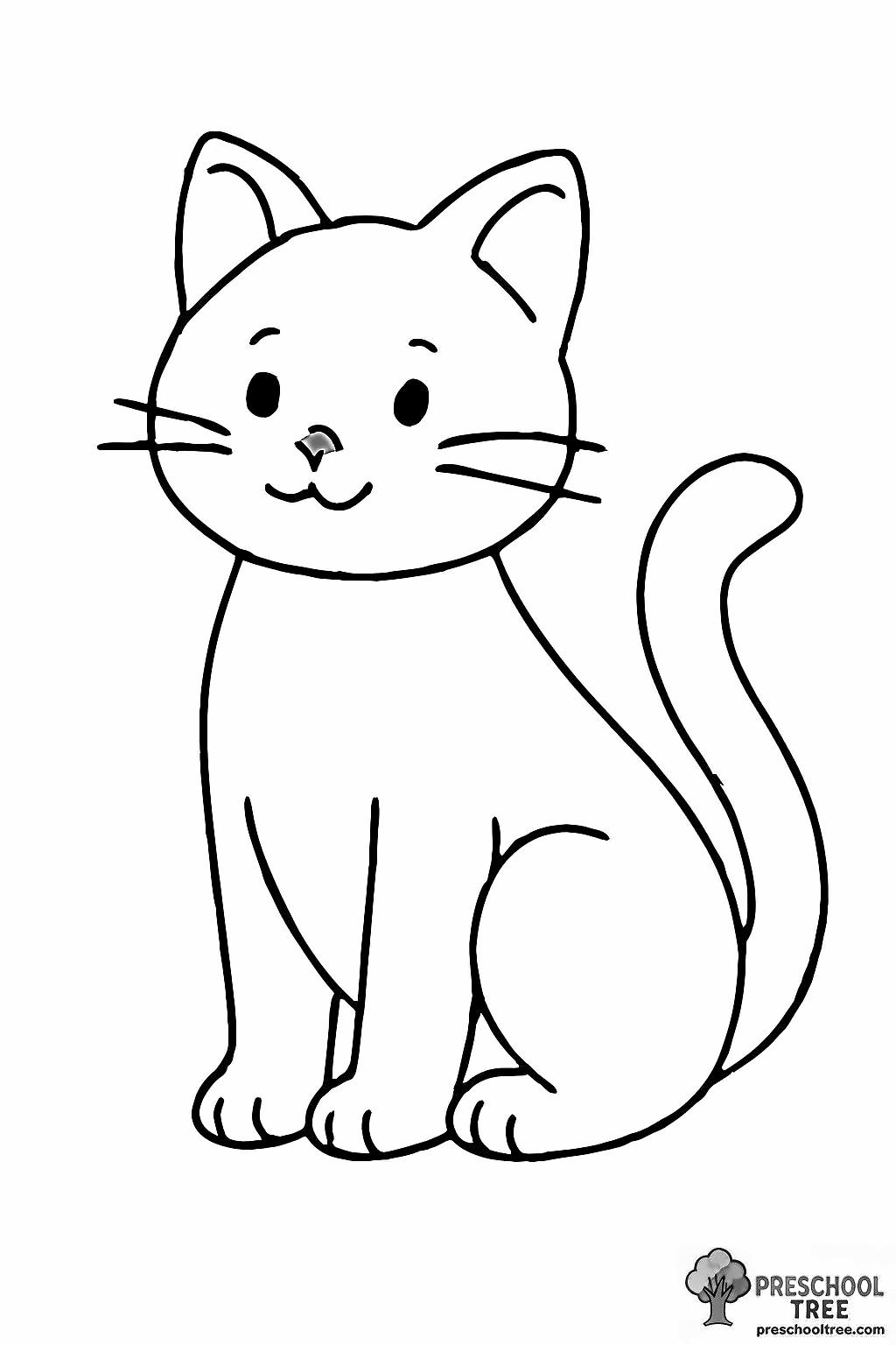 cat coloring page for preschool free