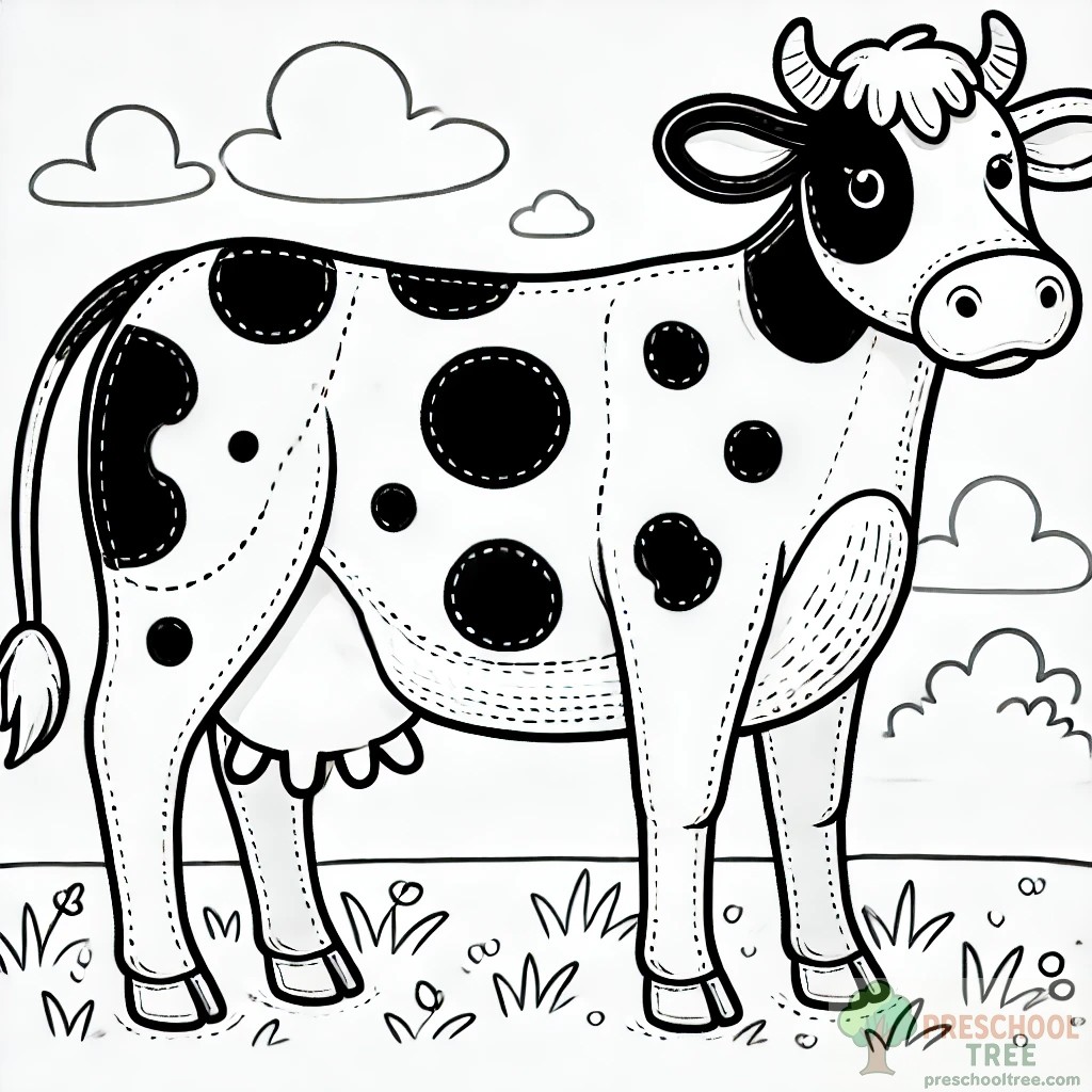 cow coloring page printable free preschooltree