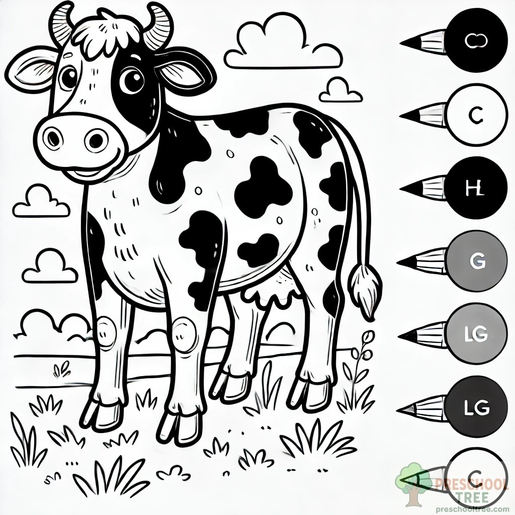 cow coloring page printable preschool