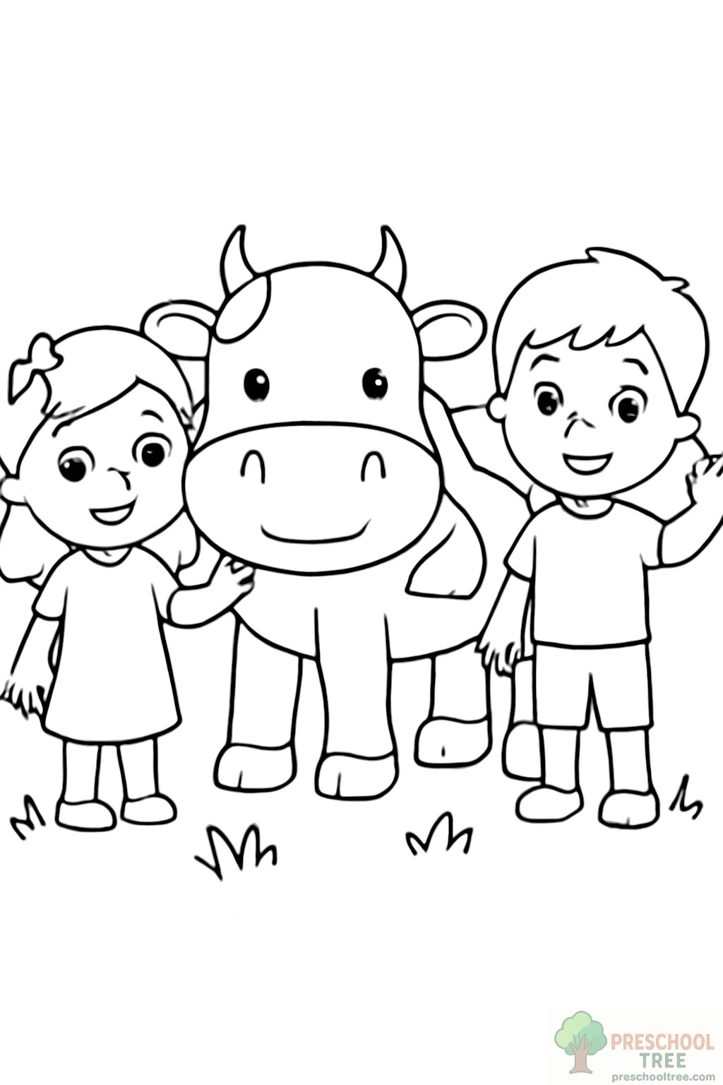 cow coloring page printable preschooltree