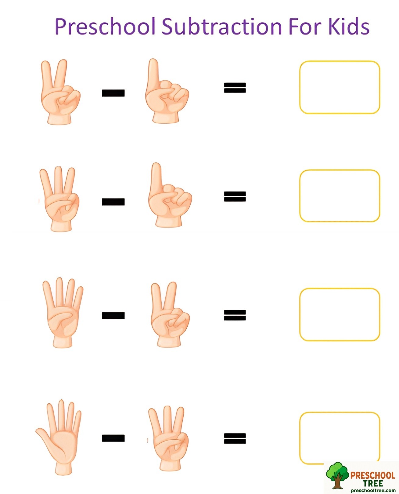 Free subraction worksheets for preschool 