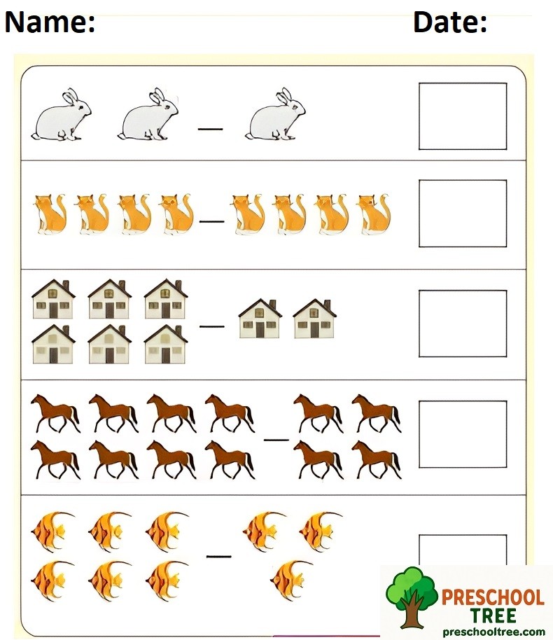 Free subraction worksheets for preschool 